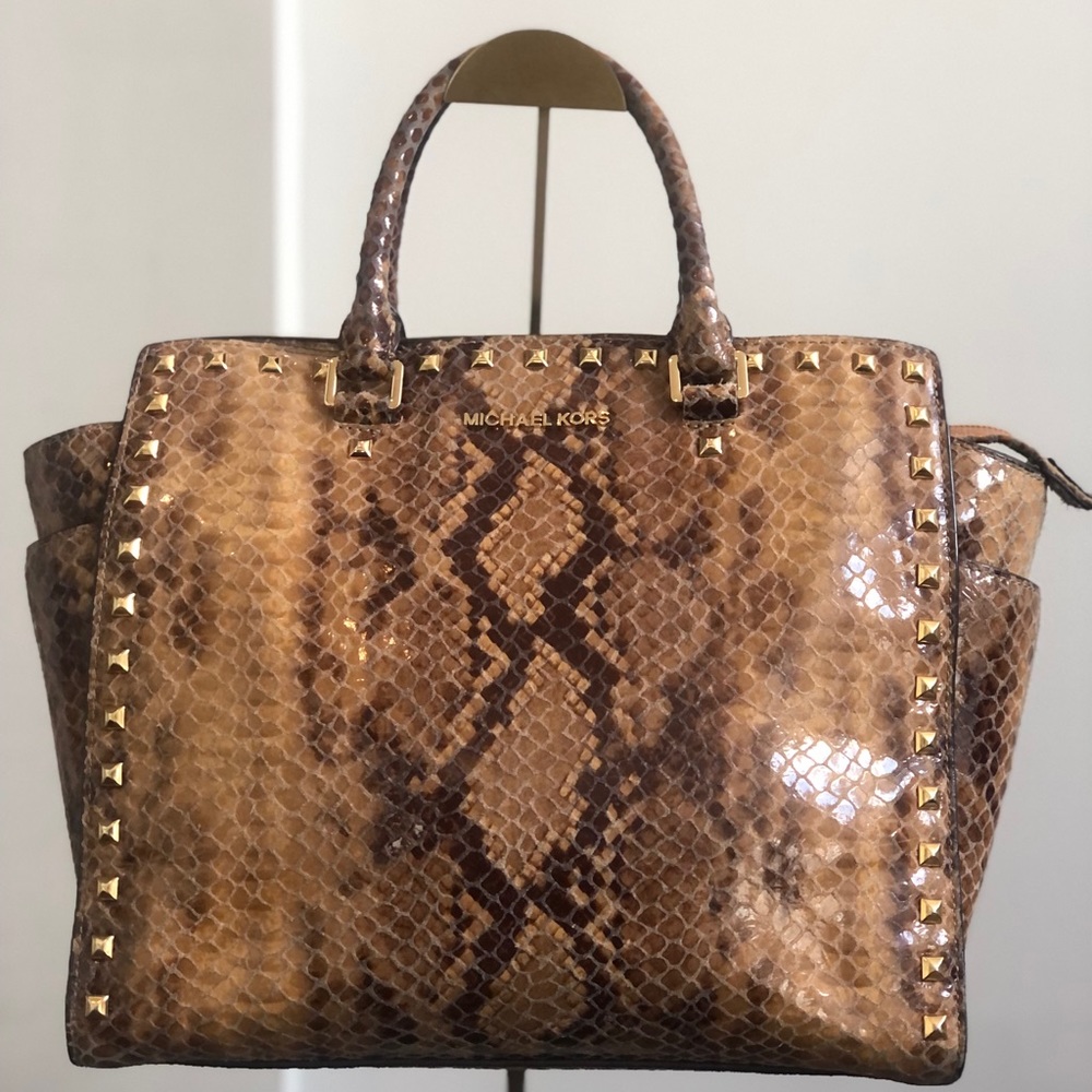 Michael Kors Selma Stud Sand Python Bag Missing S… - image 3